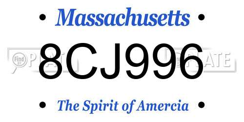 8CJ996 Massachusetts License Plate