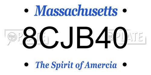 8CJB40 Massachusetts License Plate