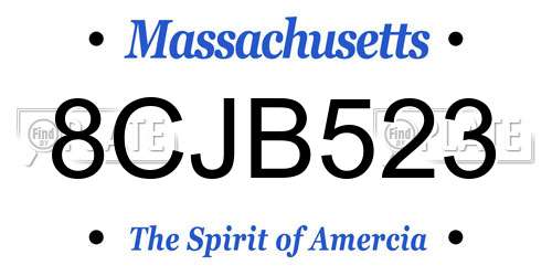 8CJB523 Massachusetts License Plate
