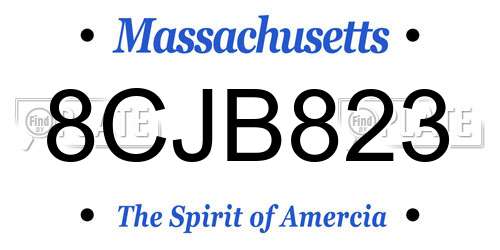 8CJB823 Massachusetts License Plate
