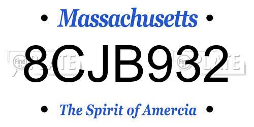 8CJB932 Massachusetts License Plate