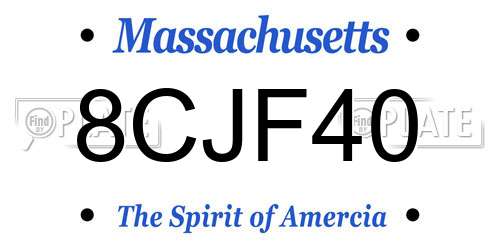 8CJF40 Massachusetts License Plate