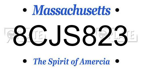 8CJS823 Massachusetts License Plate