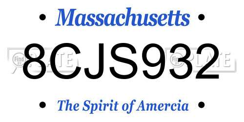 8CJS932 Massachusetts License Plate