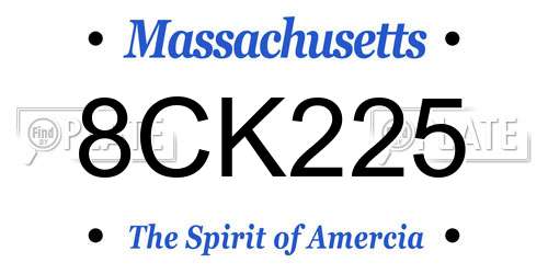 8CK225 Massachusetts License Plate