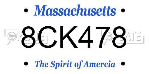 8CK478 Massachusetts License Plate
