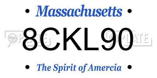8CKL90 Massachusetts License Plate