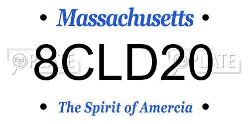 8CLD20 Massachusetts License Plate