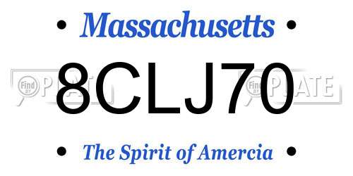 8CLJ70 Massachusetts License Plate
