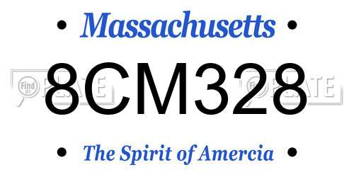 8CM328 Massachusetts License Plate