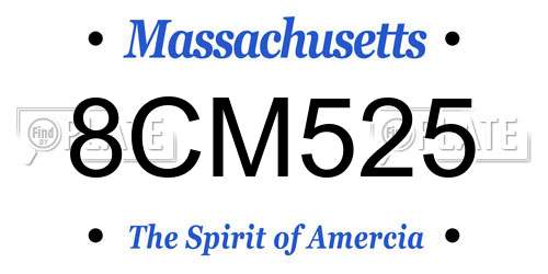 8CM525 Massachusetts License Plate