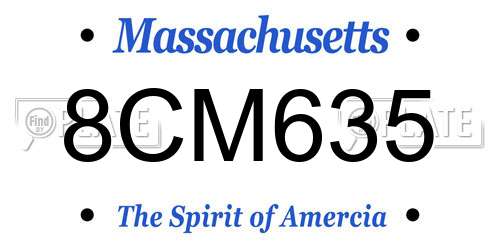 8CM635 Massachusetts License Plate