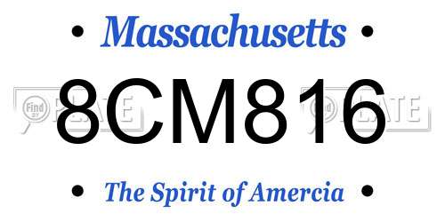 8CM816 Massachusetts License Plate