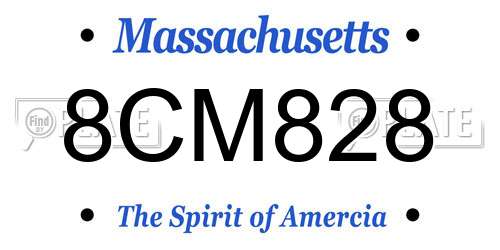 8CM828 Massachusetts License Plate