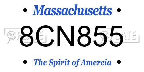 8CN855 Massachusetts License Plate