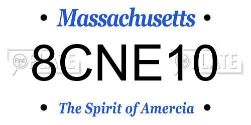 8CNE10 Massachusetts License Plate