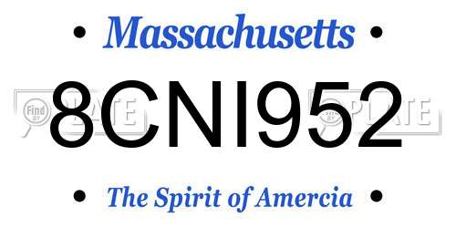 8CNI952 Massachusetts License Plate