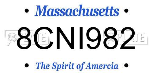 8CNI982 Massachusetts License Plate