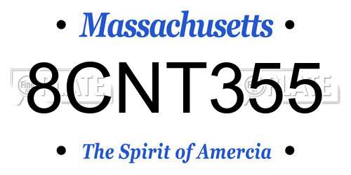 8CNT355 Massachusetts License Plate