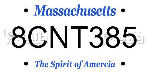 8CNT385 Massachusetts License Plate