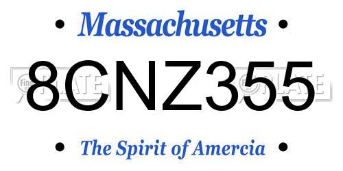8CNZ355 Massachusetts License Plate