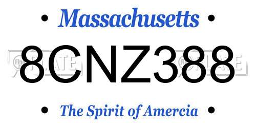 8CNZ388 Massachusetts License Plate