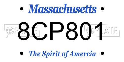 8CP801 Massachusetts License Plate