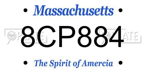 8CP884 Massachusetts License Plate