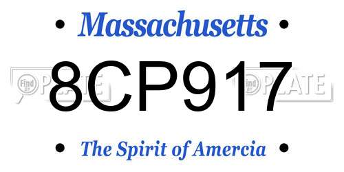 8CP917 Massachusetts License Plate