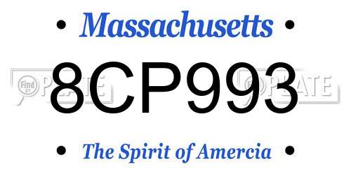 8CP993 Massachusetts License Plate