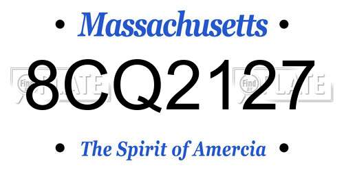 8CQ2127 Massachusetts License Plate