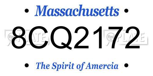 8CQ2172 Massachusetts License Plate