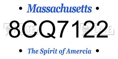 8CQ7122 Massachusetts License Plate