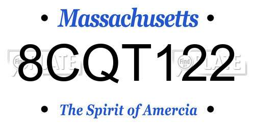 8CQT122 Massachusetts License Plate