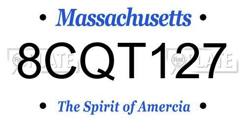 8CQT127 Massachusetts License Plate