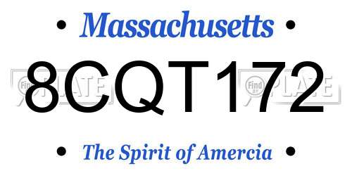 8CQT172 Massachusetts License Plate