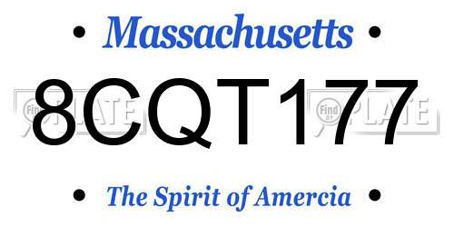 8CQT177 Massachusetts License Plate