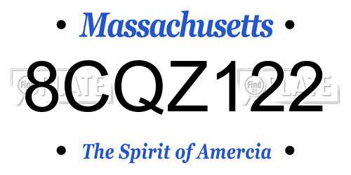 8CQZ122 Massachusetts License Plate