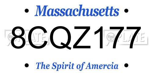 8CQZ177 Massachusetts License Plate