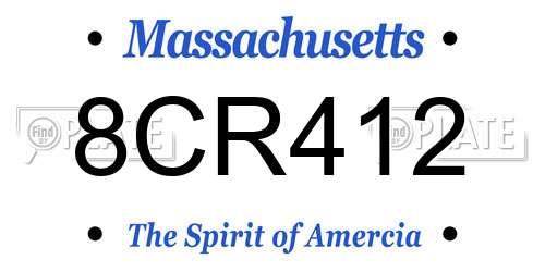8CR412 Massachusetts License Plate