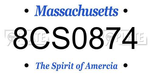 8CS0874 Massachusetts License Plate