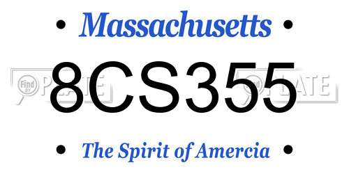 8CS355 Massachusetts License Plate