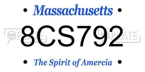 8CS792 Massachusetts License Plate