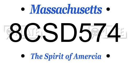 8CSD574 Massachusetts License Plate