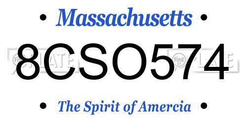 8CSO574 Massachusetts License Plate