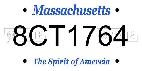 8CT1764 Massachusetts License Plate