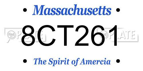 8CT261 Massachusetts License Plate