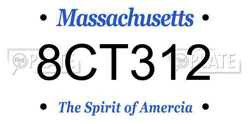 8CT312 Massachusetts License Plate