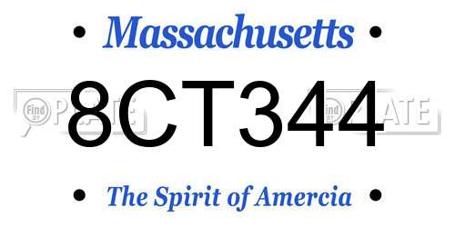 8CT344 Massachusetts License Plate