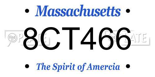 8CT466 Massachusetts License Plate